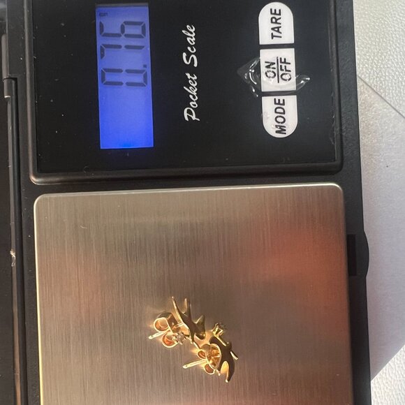 Vintage 14K Gold Bird Earrings w/ Diamond / czAccent 585 Marked Studs back Read! - Picture 9 of 10